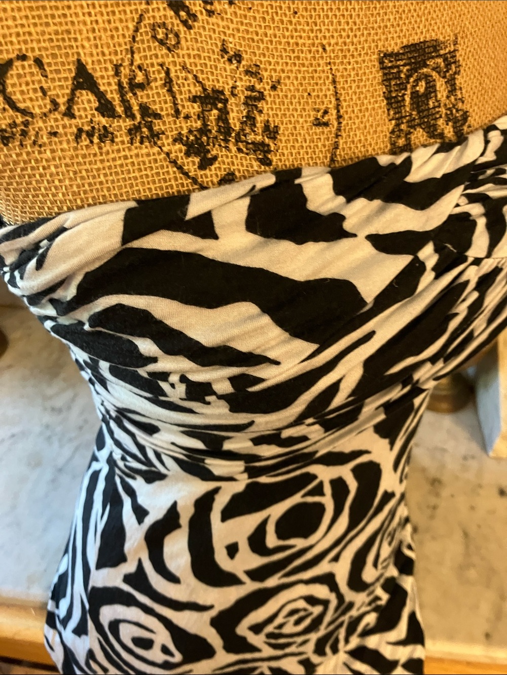 bebe Black and White Strapless Rose-Print Dress - Picture 6 of 13